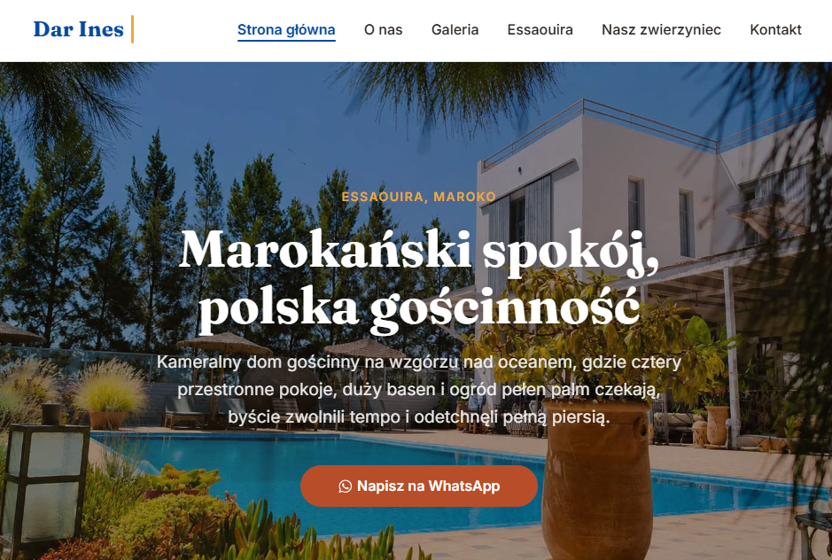 Dar Ines — Polish language guest house website for a property in Morocco designed by K.T Designs UK